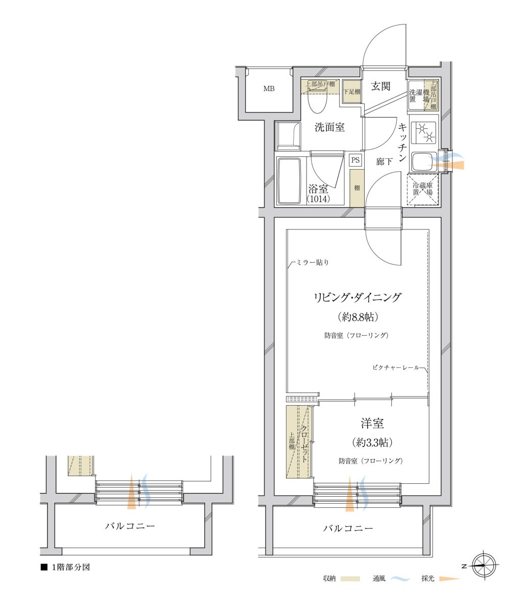 自由が丘駅徒歩5分の防音賃貸マンション/サウンドプルーフギャラリー自由が丘の間取り図
