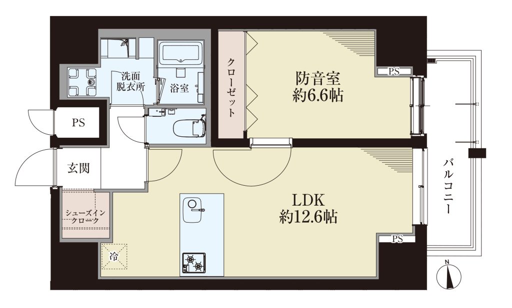 新築の防音室完備賃貸マンション【上野】の間取り図